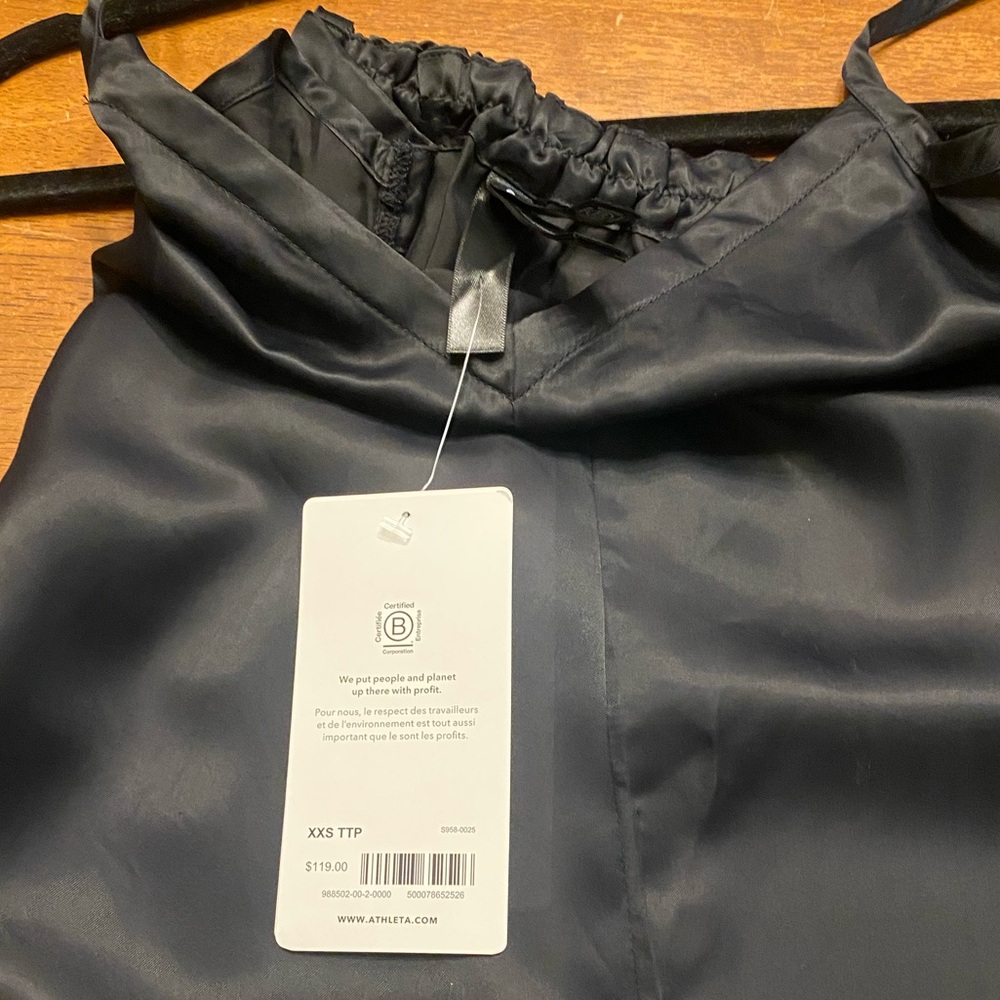 Athleta Black Satin Wide Leg Calm Cool Romper/Jumpsuit - Picture 6 of 6